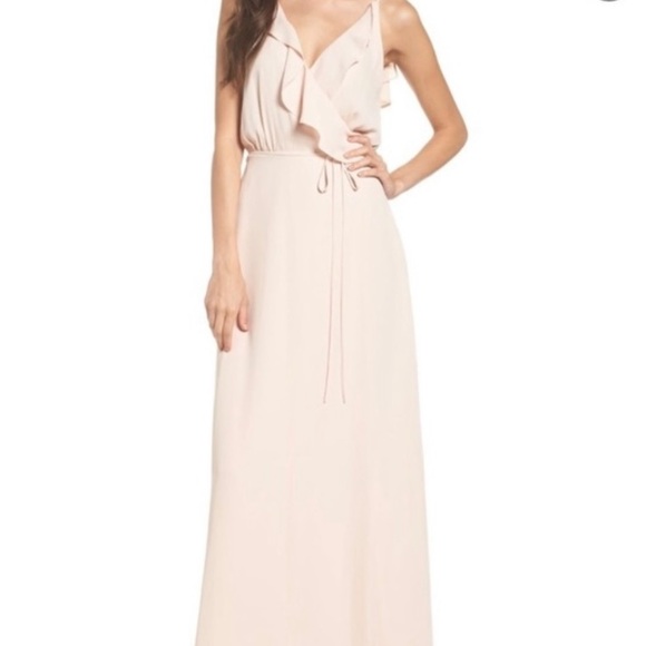 wayf jamie ruffle wrap gown